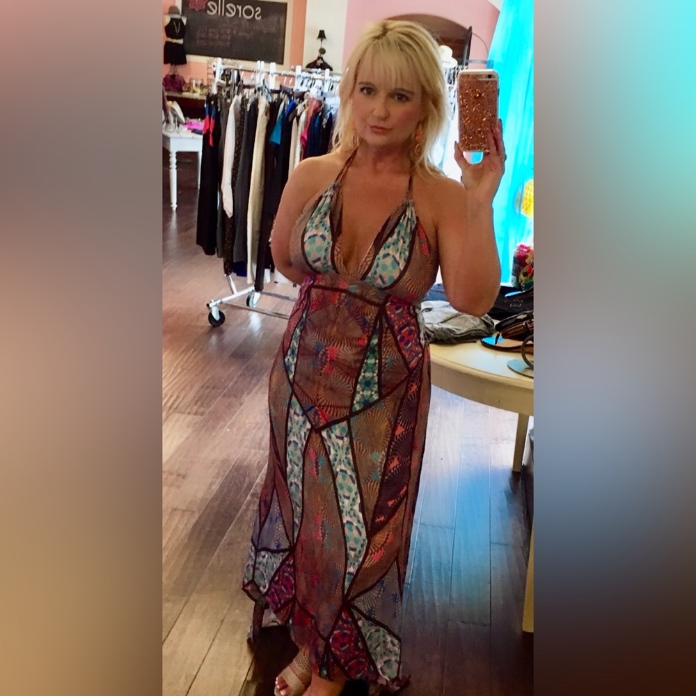 TART High-Low Boho Elegant Multicolor Halter Dress- Very Unique Find NWOT